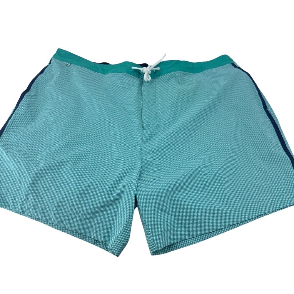 Vineyard Vines Mens XXL Turquoise Gingham Swim Trunks Quick Dry Mesh Lined